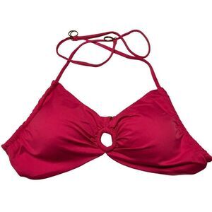 Soluna Halter Bikini Top Sz M Gathered Peephole Detail Ties @ Neck NEW